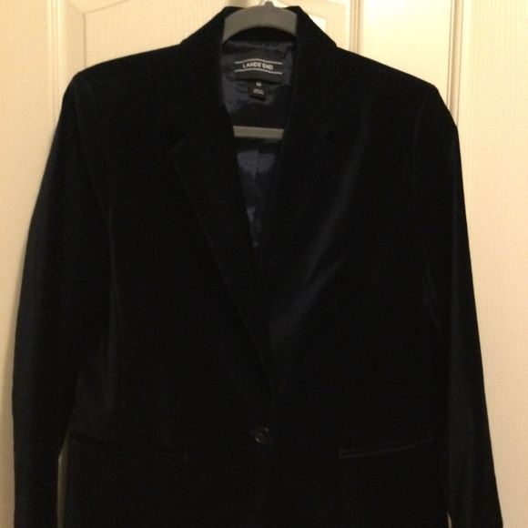 Lands' End Jackets & Blazers - Lands End navy blue velvet blazer, excellent condition. Size 10